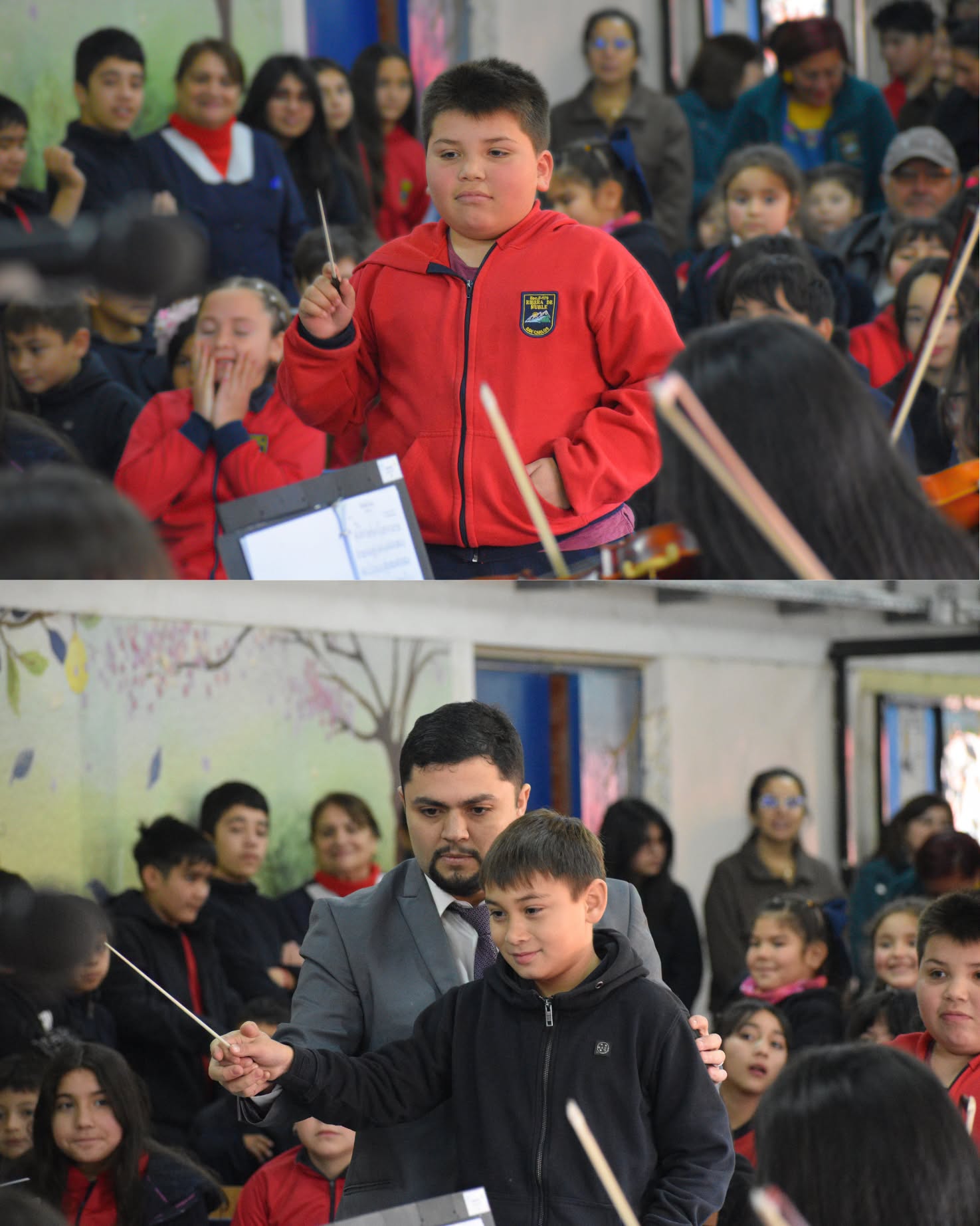 Orquesta del establecimiento ofrece concierto en la Escuela Rivera de Ñuble
